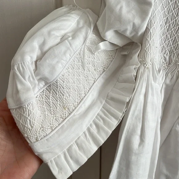 Isabel Garreton Beaded Pearl Christening Gown with Bonnet
